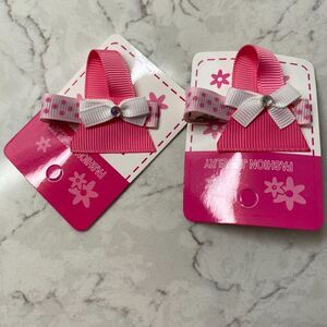 Fashion Jewelry Girls Pink Purse Bows Hair‎ Clip Ribbon Sculpture - (Lot of 2)